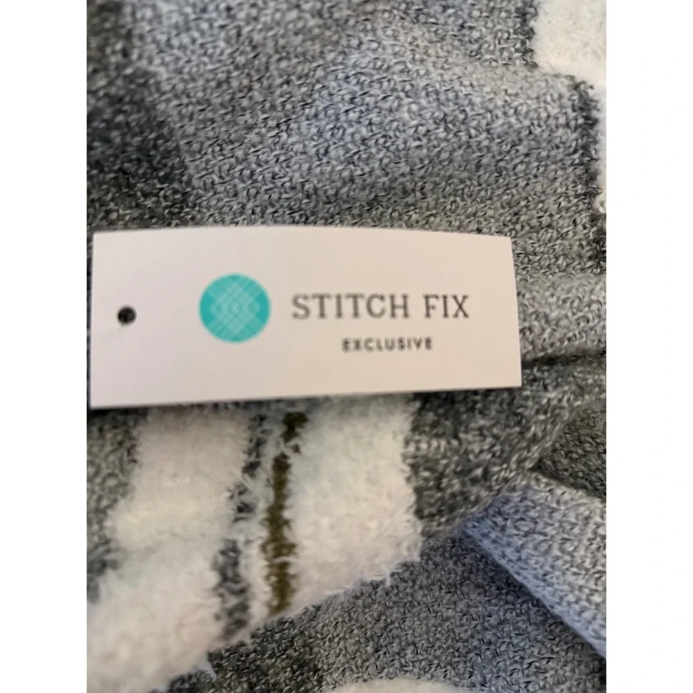 Pink Clover Stitch Fix Striped Open Front Cardigan Sweater Pockets Cozy Knit NWT